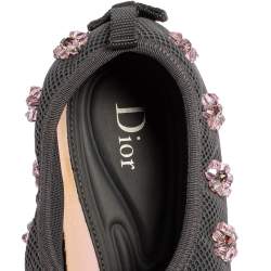 مملوكة مسبقًا Dior Grey Fabric And Mesh Embellishment Fusion Sneakers Size 39