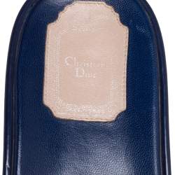 Dior Blue Leather Buckle Detail Platform Slide Sandals Size 37.5