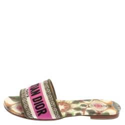 Dior Multicolor Canvas Dway Slide Sandals Size 36