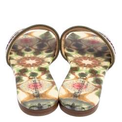 Dior Multicolor Canvas Dway Slide Sandals Size 36
