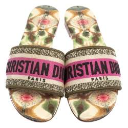 Dior Multicolor Canvas Dway Slide Sandals Size 36