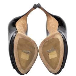 مملوكة مسبقًا Dior Black Patent Leather Peep Toe Pumps Size 38