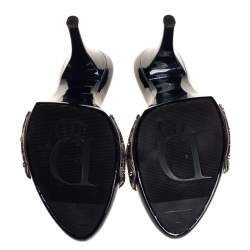 مملوكة مسبقًا Dior Blue Canvas Logo Detail Slide Sandals Size 40