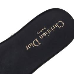 Pre Owned Dior Blue/White Canvas D-Way Slide Flats Size 38