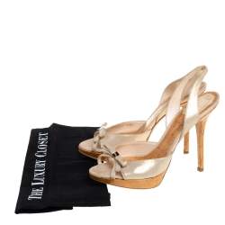 Dior Shimmery Leather Bow Detail Platform Sandals Size 38.5