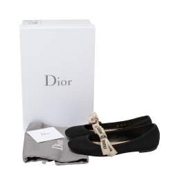 مملوكة مسبقًا Dior Black Technical Fabric Miss J'Adior Ballerina Flats Size 35.5