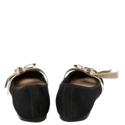 مملوكة مسبقًا Dior Black Technical Fabric Miss J'Adior Ballerina Flats Size 35.5