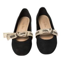 مملوكة مسبقًا Dior Black Technical Fabric Miss J'Adior Ballerina Flats Size 35.5