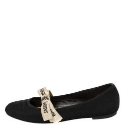 مملوكة مسبقًا Dior Black Technical Fabric Miss J'Adior Ballerina Flats Size 35.5