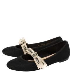مملوكة مسبقًا Dior Black Technical Fabric Miss J'Adior Ballerina Flats Size 35.5