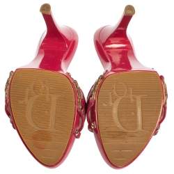 Pre Owned Dior Pink/Beige Leather And Canvas Mules Sandals Size 36.5