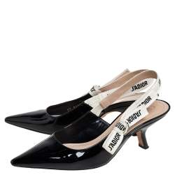 مملوكة مسبقًا Dior Black Patent Leather J'Adior Slingack Sandals Size 37.5