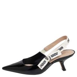 مملوكة مسبقًا Dior Black Patent Leather J'Adior Slingack Sandals Size 37.5