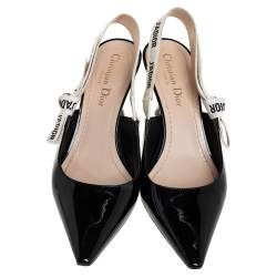 مملوكة مسبقًا Dior Black Patent Leather J'Adior Slingack Sandals Size 37.5