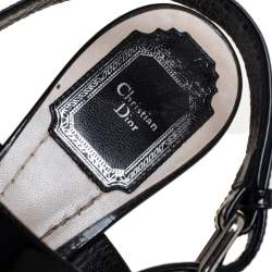 مملوكة مسبقًا Dior Black Patent Leather Ankle Strap Sandals Size 39