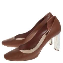 Pre Owned Dior Brown/Silver Leather Savane Pumps Size 41