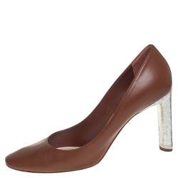 Pre Owned Dior Brown/Silver Leather Savane Pumps Size 41