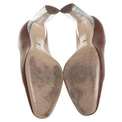 Pre Owned Dior Brown/Silver Leather Savane Pumps Size 41