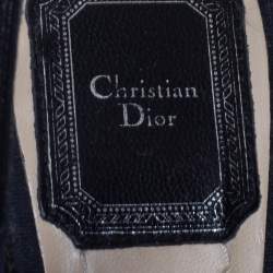 Pre Owned Dior Black Leather And Canvas Criss Cross Platform Wedge Slingback Sandals Size 37