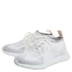 Pre Owned Dior White Knit Fabric B21 Socks Low Top Sneakers Size 40