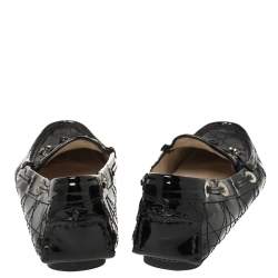 Pre Owned Dior Black Cannage Patent Leather Bow Loafers Size 38