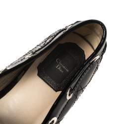 Pre Owned Dior Black Cannage Patent Leather Bow Loafers Size 38