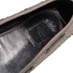 Pre Owned Dior Silver Python And Leather Slip on Loafers Size 37