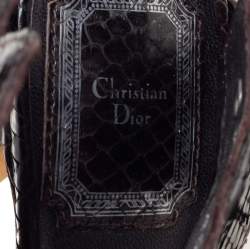 Dior Dark Brown Python Leather Extreme Cutout Gladiator Sandals Size 37.5