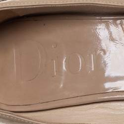 Pre Owned Dior Beige Patent Leather Buckle Detail Peep Toe Pumps Size 37