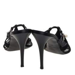Dior Black Satin Embellished Strap Sandals Size 39.5
