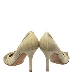 Dior Grey Leather Embellished Round Toe Slip On Pumps Size 39.5