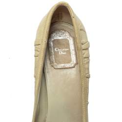 Dior Grey Leather Embellished Round Toe Slip On Pumps Size 39.5
