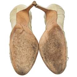 Dior Grey Leather Embellished Round Toe Slip On Pumps Size 39.5
