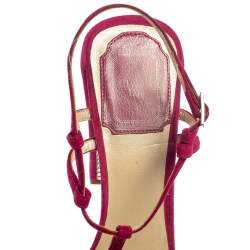 Dior Pink Suede Crystal Embellished Slingback Sandals Size 36.5