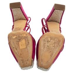 Dior Pink Suede Crystal Embellished Slingback Sandals Size 36.5