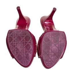 مملوكة مسبقًا Dior Pink Patent Leather Bow Slide Sandals Size 39.5