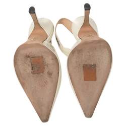 مملوكة مسبقًا حذاء كعب عالي ديور جاديور فتحة كعب جلد لامع كريمي مقاس 39.5