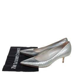 مملوكة مسبقًا حذاء كعب عالي ديور كعب كيتن جلد كاناج فضي مقاس 37.5