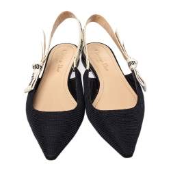 مملوكة مسبقًا صندل ديور جاديور كانفاس أسود بحزام كاحل مقاس 39