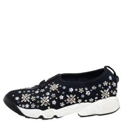 مملوكة مسبقًا Dior Black Mesh Fusion Embellished Slip On Sneakers Size 36.5 