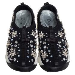 مملوكة مسبقًا Dior Black Mesh Fusion Embellished Slip On Sneakers Size 36.5 