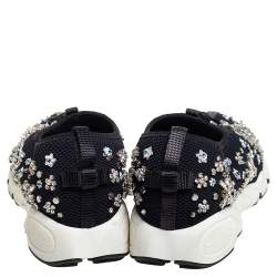 مملوكة مسبقًا Dior Black Mesh Fusion Embellished Slip On Sneakers Size 36.5 