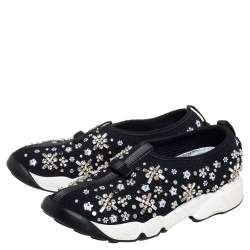 مملوكة مسبقًا Dior Black Mesh Fusion Embellished Slip On Sneakers Size 36.5 