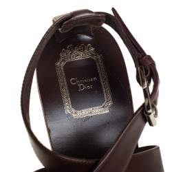 Dior Brown Leather Criss Cross Platform Ankle Strap Sandals Size 38