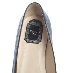 Pre Owned Dior Black Croc Embossed Leather Crystal Embellished Slip On Loafers Size 41