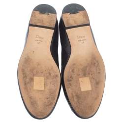 Pre Owned Dior Black Croc Embossed Leather Crystal Embellished Slip On Loafers Size 41