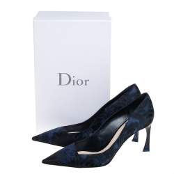 Pre Owned Dior Blue/Black Floral Jacquard Fabric Pointed Toe Pumps Size 41