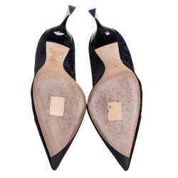 Pre Owned Dior Blue/Black Floral Jacquard Fabric Pointed Toe Pumps Size 41