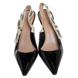 مملوكة مسبقًا Dior Black Patent Leather J'Adior Slingback Sandals Size 40