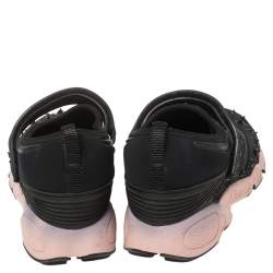 Pre Owned Dior Black Fabric And Mesh Fusion Embellished Low Top Sneakers Size 39